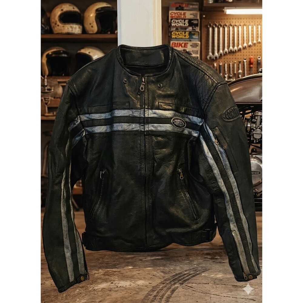 Tour Master Cortech Magnum Leather Motorcycle Jacket Mens Size M 42 Racing